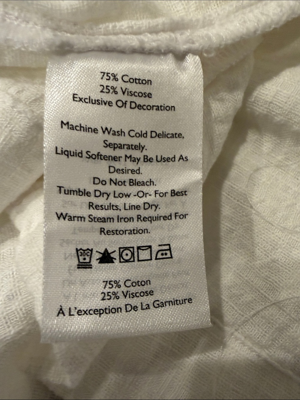 Eddie Bauer White Textured Gauze Henley Top Large Cotton Blend Short Sleeve NWT - Picture 7 of 7